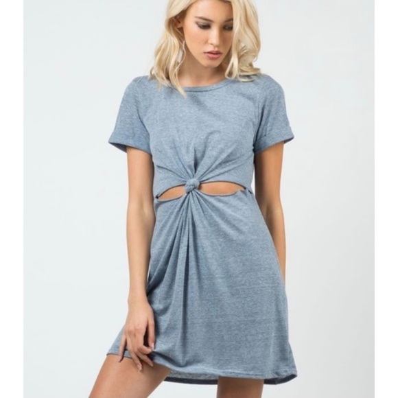 Honey Punch Twist Front T-Shirt Dress - Picture 1 of 7